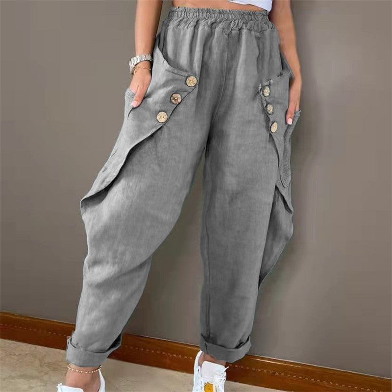 Damen lässige Cargohose mit Knopfdetails und praktischen Taschen WW