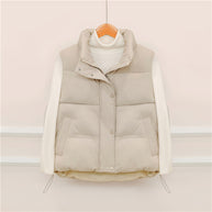 Damen Sportliche wattierte Weste mit hohem Kragen und praktischen Taschen WW