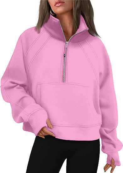 Damen Sportlicher Hoodie mit hohem Kragen WW