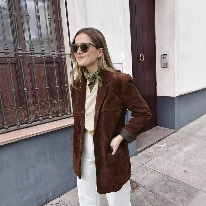 Damen Wildleder-Blazerjacke W&W Mode