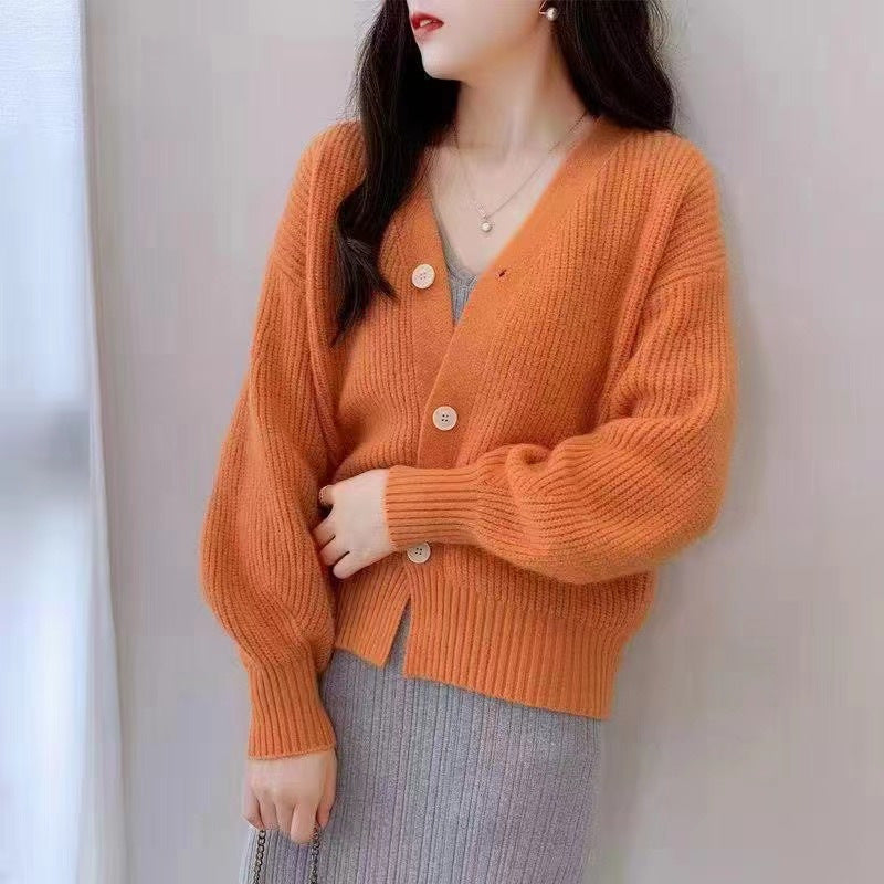 Damen Bequeme Strickjacke mit weiten Ärmeln und dezentem Rippdesign WW