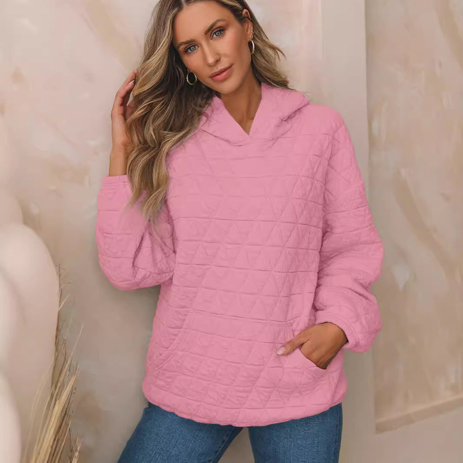 Damen Stepppullover mit gemütlicher Kapuze und praktischen Taschen WW