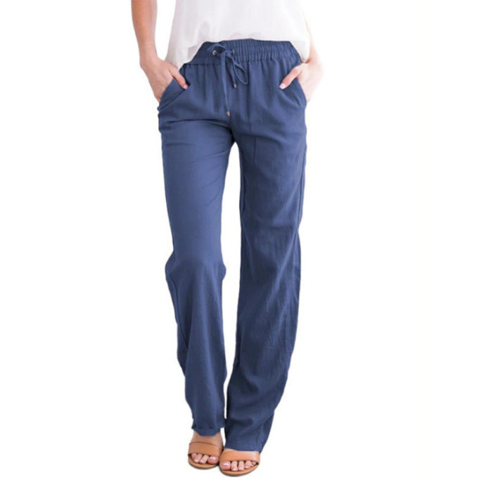 Damen bequeme Sommerhose mit elastischem Bund und praktischen Seitentaschen WW