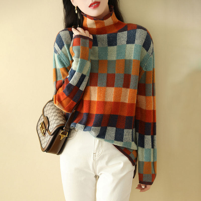 W&W Mode | Bunter Karierter Strickpullover
