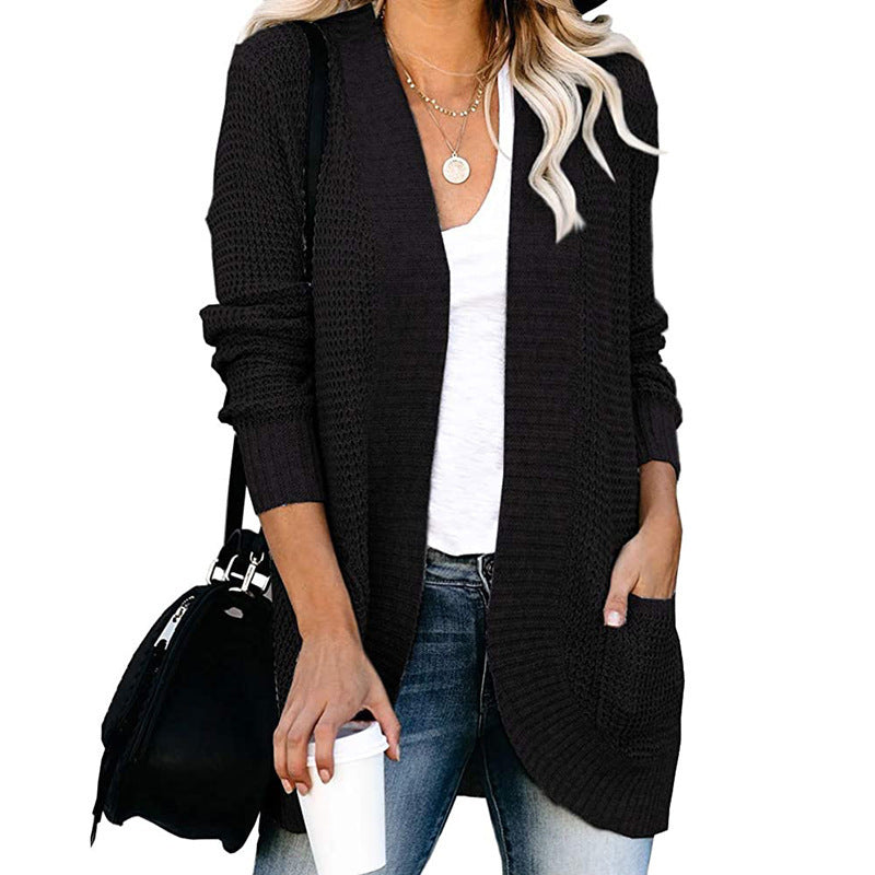 Damen Strickjacke mit offenem Schnitt und seitlichen Taschen WW