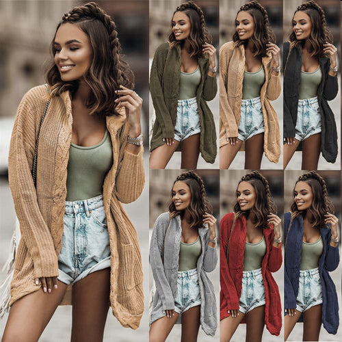 Damen Strickcardigan mit modernem Zopfdesign und offenen Taschen WW