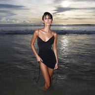 Damen sexy Wickelkleid mit verstellbaren Schnüren WW