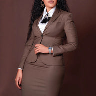 Damen elegantes Blazer-und Rock-Set mit figurbetonter Silhouette WW
