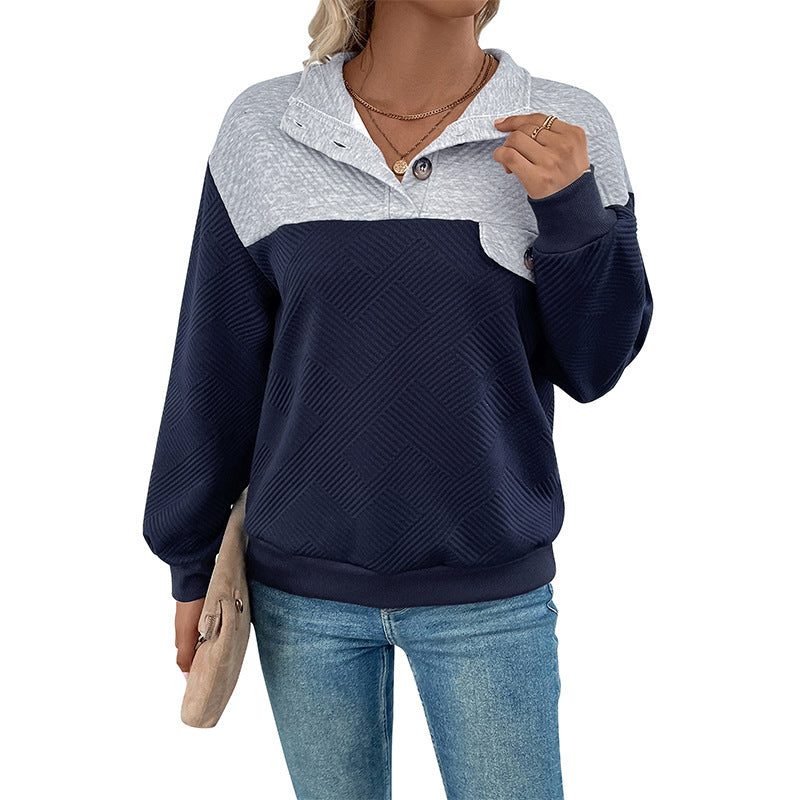 Damen lässiger Sweatpullover mit strukturiertem Design und Knopfdetails W&W Mode