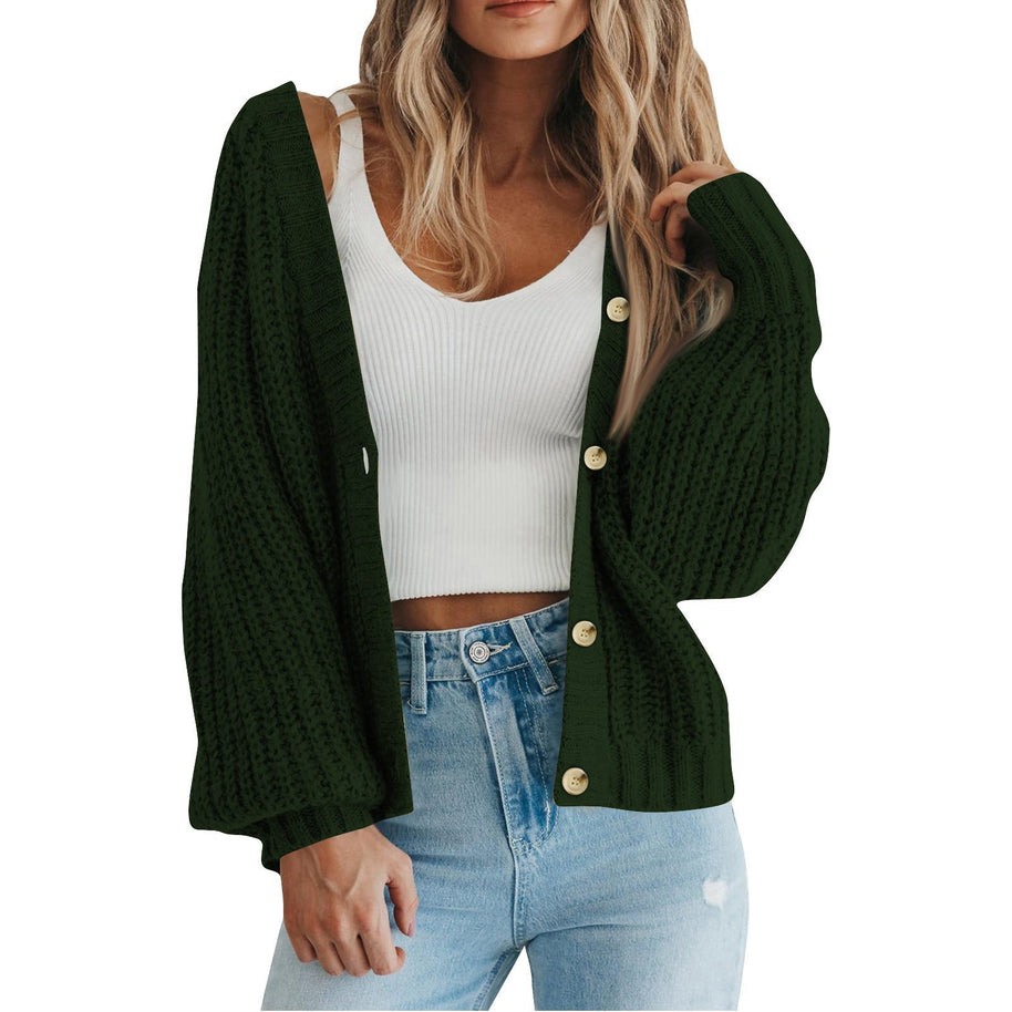 Damen Grobstrick-Cardigan mit Knopfdetails und weitem Schnitt WW