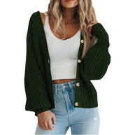 Damen Grobstrick-Cardigan mit Knopfdetails und weitem Schnitt WW