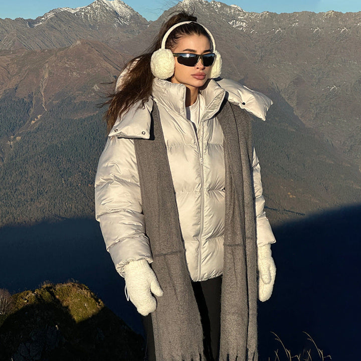 Damen Modische Steppjacke mit hochschließendem Kragen und voluminösen Ärmeln W&W Mode