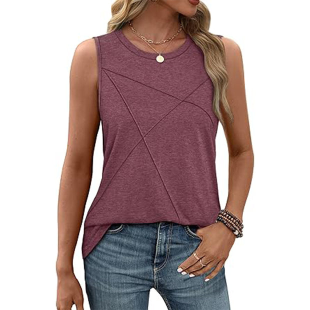 Damen ärmelloses T-Shirt mit modernem geometrischen Design WW
