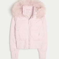 Damen Gestepptes Winterjacke mit abnehmbarer Kapuze und elastischen Bündchen WW