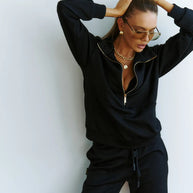 Damen sportliches Fleece-Set mit modischer Stehkragen und elastischen Bündchen WW