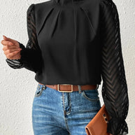Damen Bluse mit modernen transparenter Ärmel WW