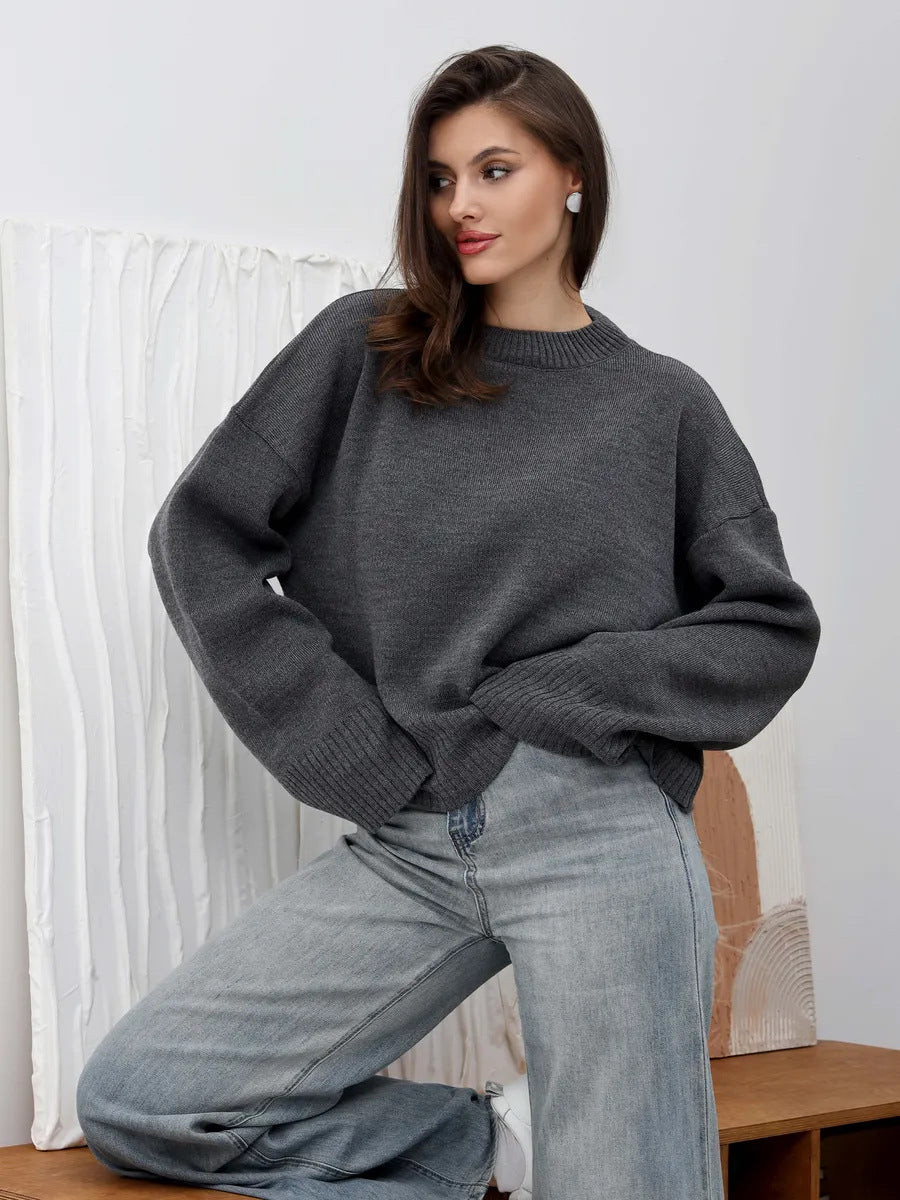 Damen Bequemer Oversized Pullover mit strukturiertem Rippmuster WW