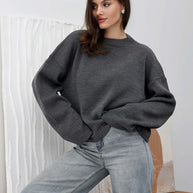 Damen Bequemer Oversized Pullover mit strukturiertem Rippmuster WW