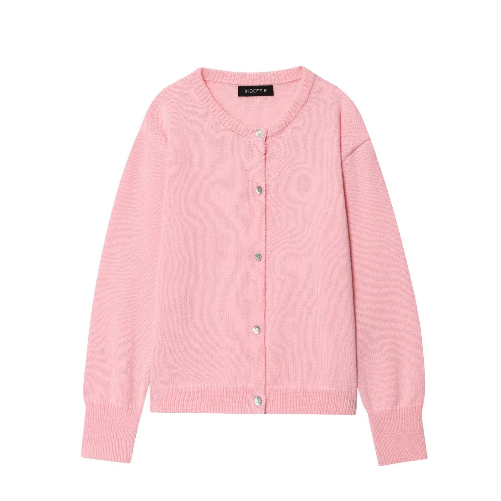 Damen stilvolle Strickjacke mit Knopfleiste und Rundhalsausschnitt WW