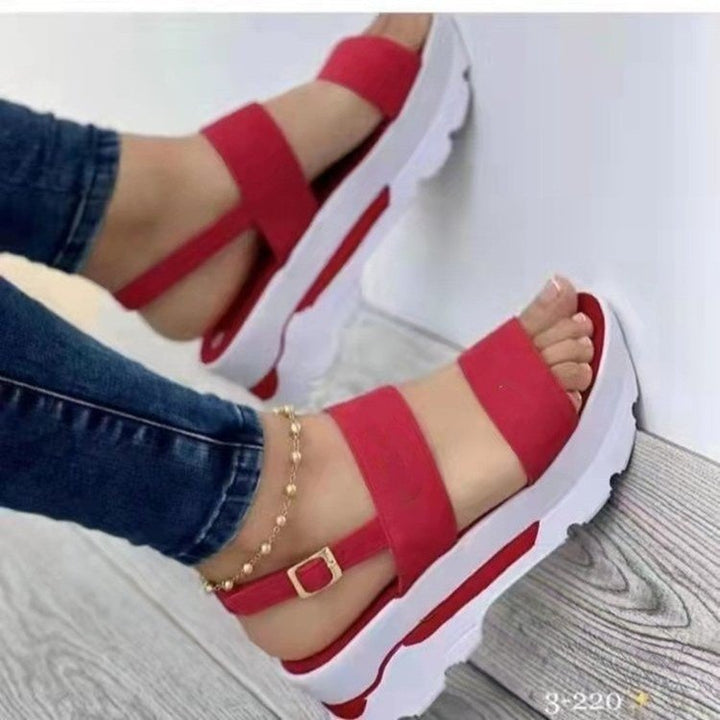Damen Plateau-Sandalen mit elastischem Riemen und rutschfester Sohle W&W Mode