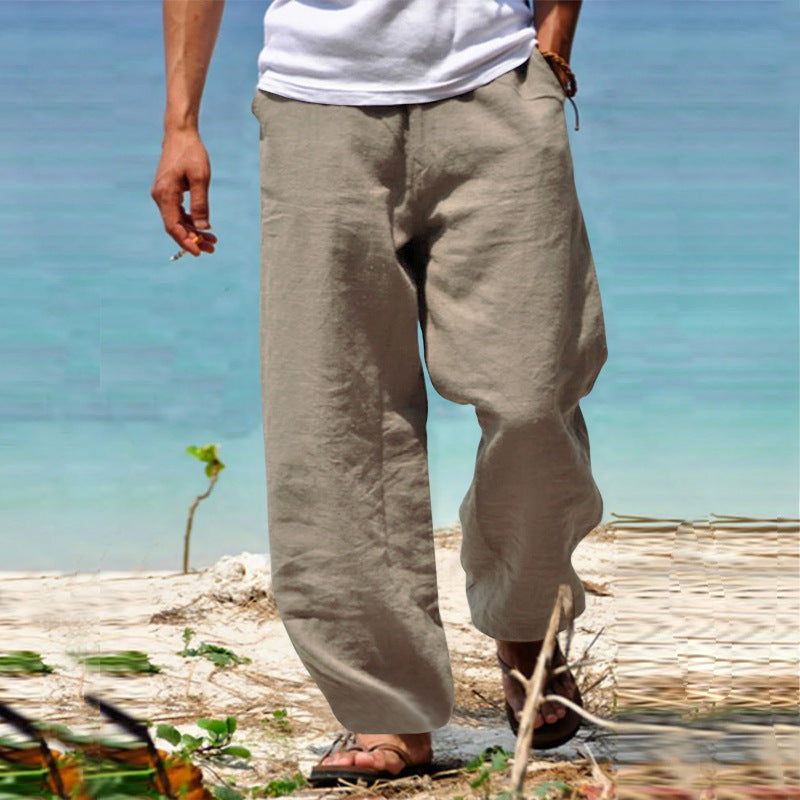 Herren lässige Leinenhose mit lockerer Passform und Seitentaschen W&W Mode