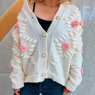 Damen Strickjacke mit floralen Applikationen und komfortablem Schnitt WW