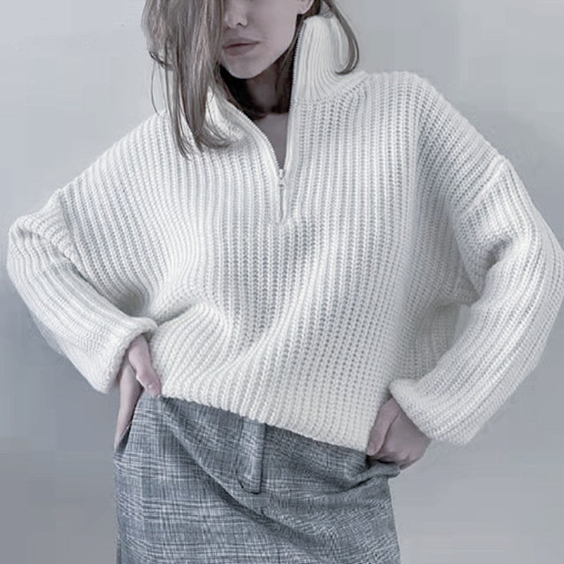 Damen Strickpullover mit Stehkragen WW
