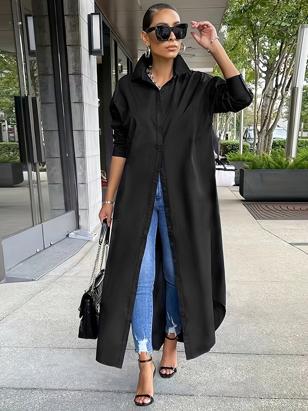 Damen Oversize-Hemdkleid