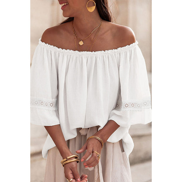 Damen Off-Shoulder Bluse mit bestickten Details WW