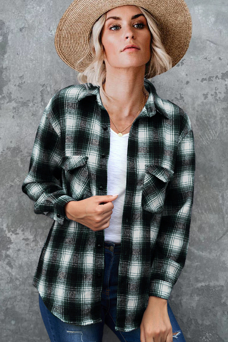 Damen Karo-Hemdjacke aus weichem Flanell mit praktischen Taschen W&W Mode