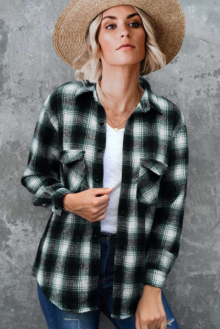 Damen Karo-Hemdjacke aus weichem Flanell mit praktischen Taschen W&W Mode