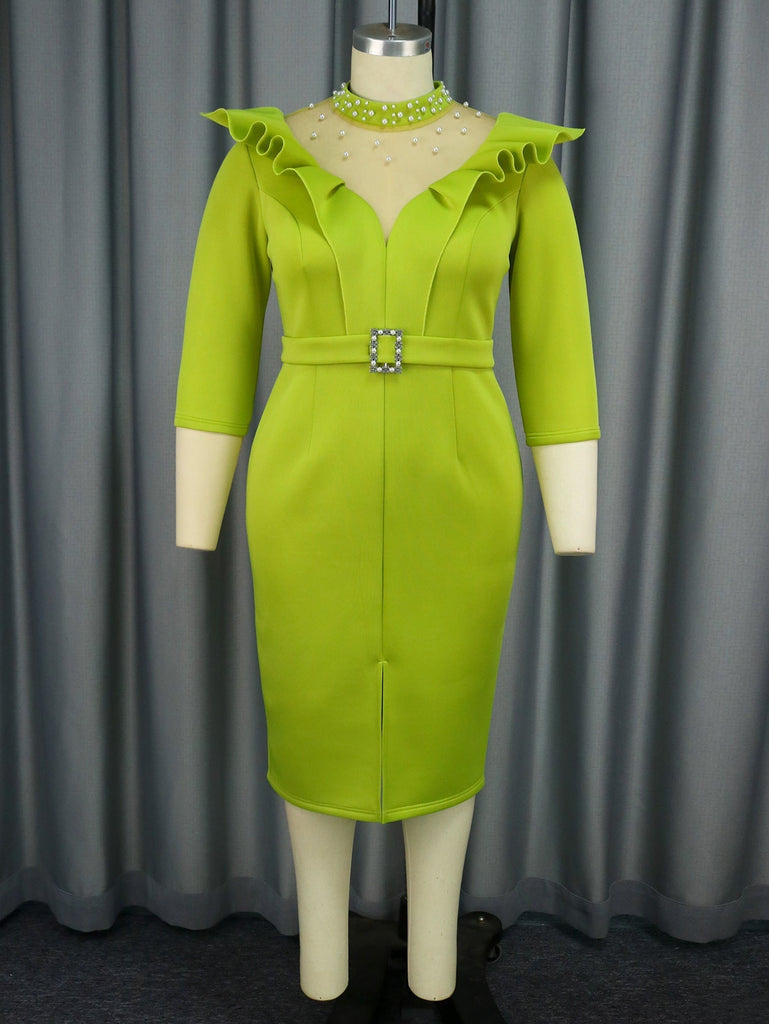 WW | Holz Ohr Transparent Kleid Fest Cocktail Hohe Taille Abendkleider