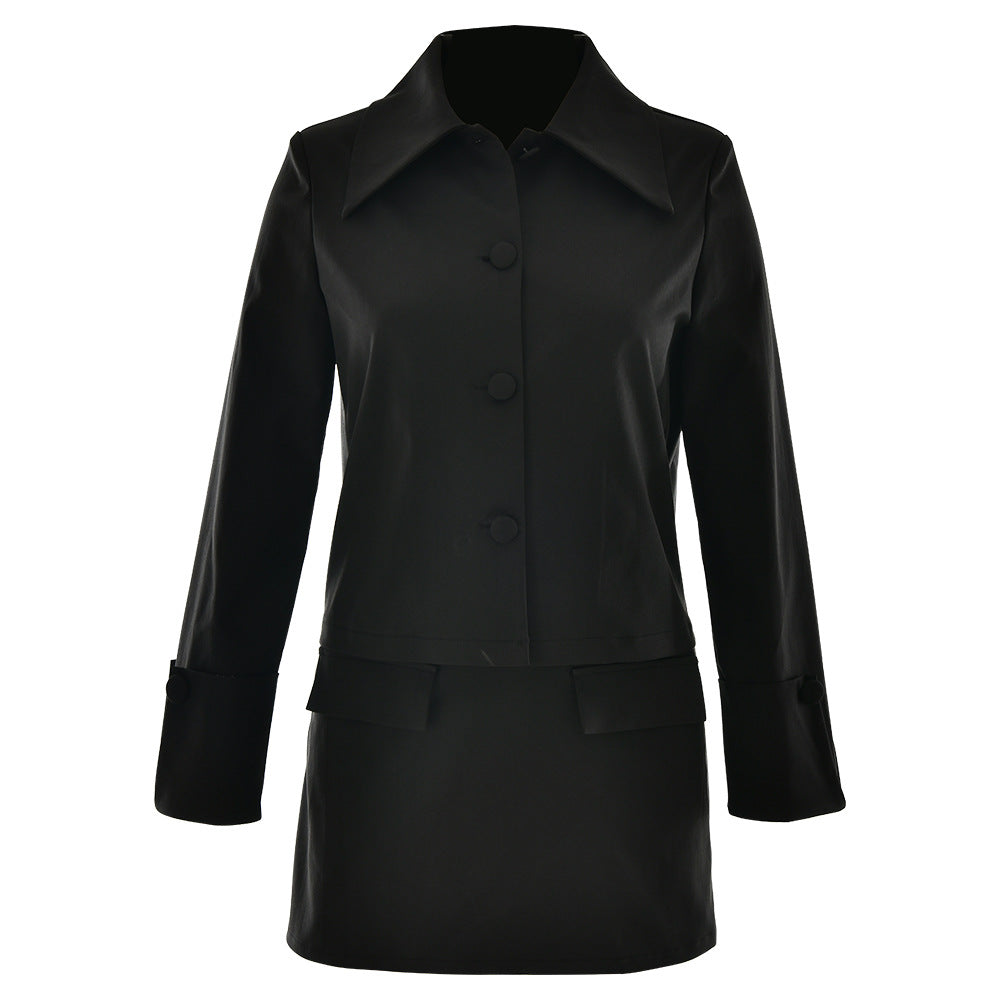 Damen Elegante Kurzjacke mit übergroßen Kragen und stilvollen Knopfdetails W&W