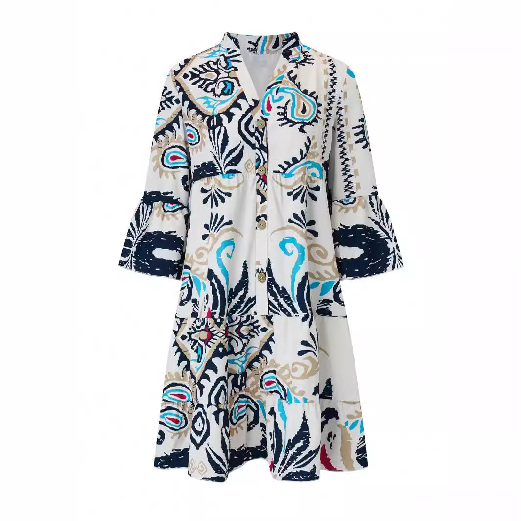 Damen Freizeitkleid mit modischem floralem Design und langen Ärmeln W&W Mode