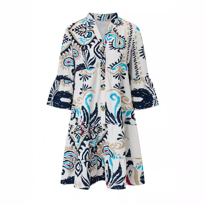 Damen Freizeitkleid mit modischem floralem Design und langen Ärmeln W&W Mode