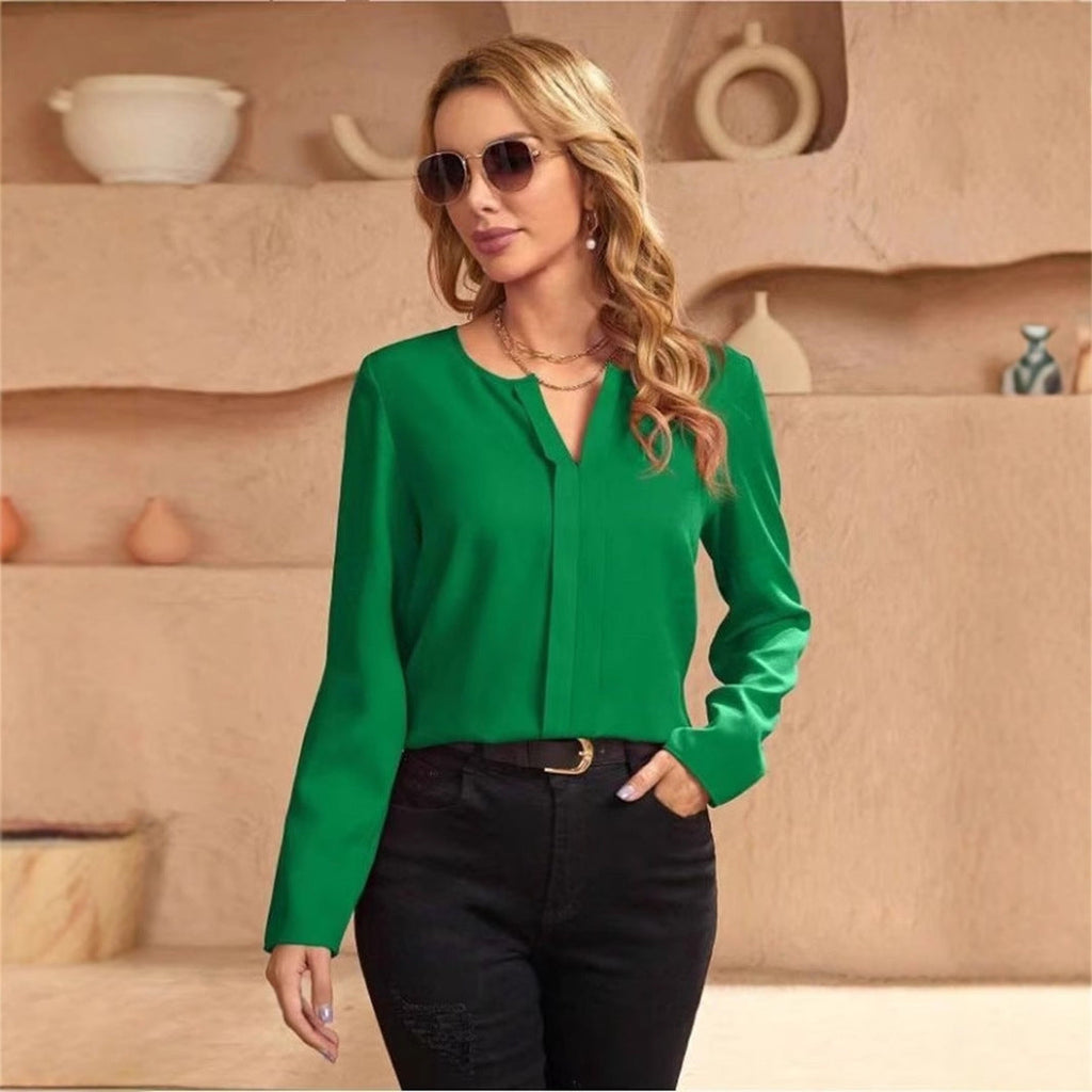 WW | Damen Satinbluse Imitation Seide Shirt