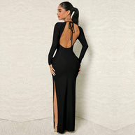 Damen Elegantes langärmliges Maxikleid W&W