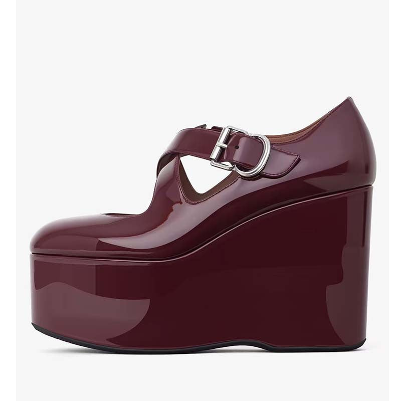 Damen Elegante Plateau Mary Jane Absatzschuhe mit schickem Schnallendetail WW