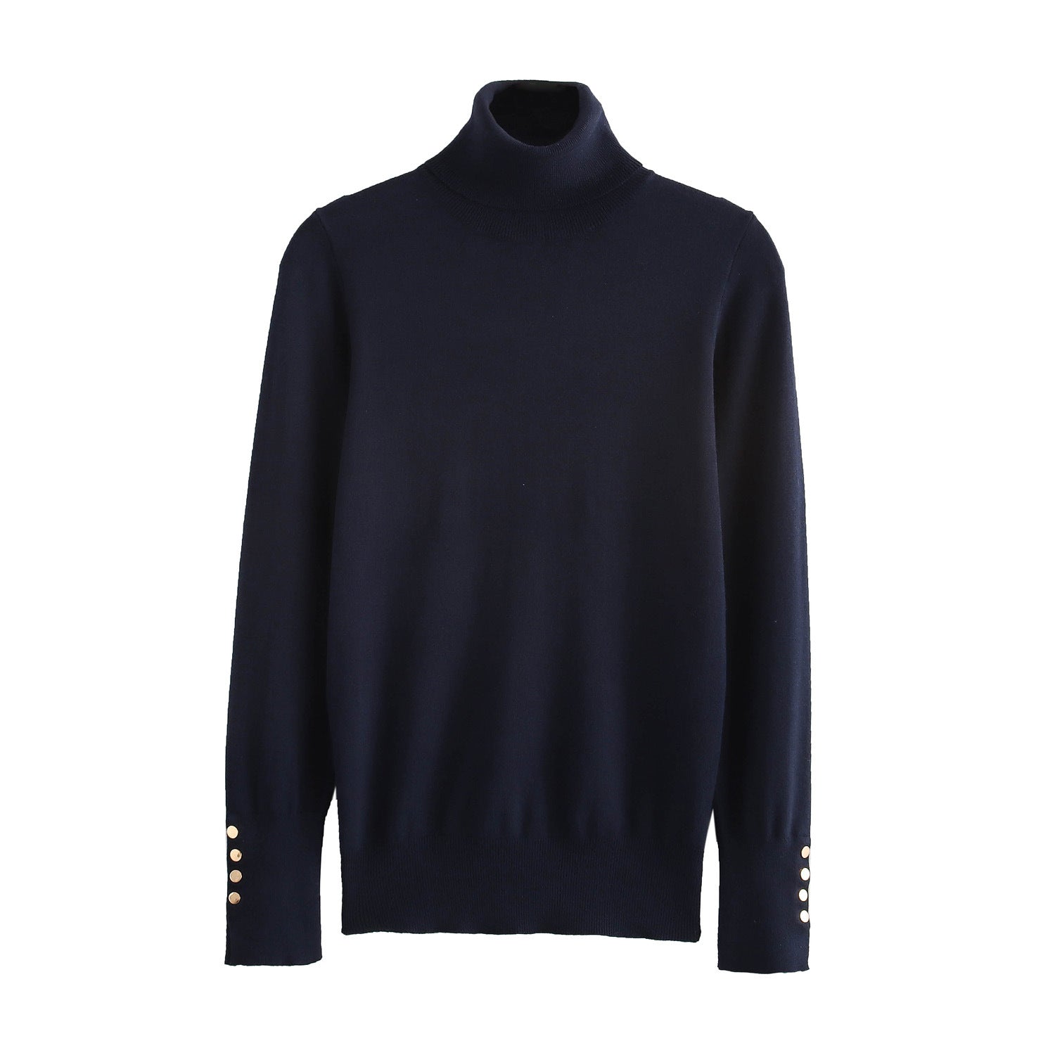 Damen Rollkragenpullover mit eleganten Knopfdetails WW