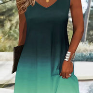Damen Sommerliches V-Ausschnitt Kleid im modischen Ombre-Design WW