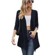 Damen Strickjacke mit offener Front und eingearbeiteten Taschen WW