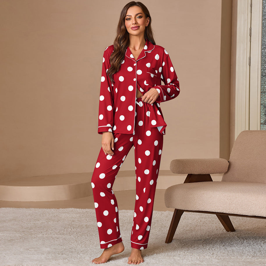 Damen Pyjama-Set im klassischen Polka-Dot Design WW