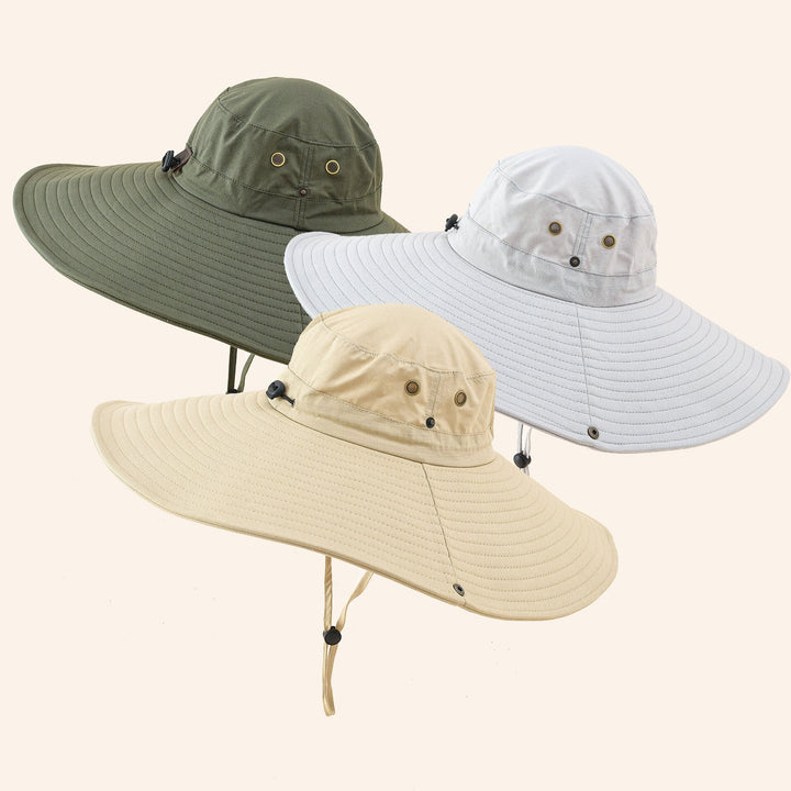 Damen UV-Schutz Sonnenhut mit breiter Krempe und verstellbarem Kinnband W&W Mode