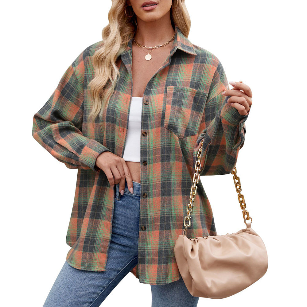 Damen Karierte Oversized Hemdbluse WW