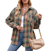 Damen Karierte Oversized Hemdbluse WW