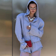 Damen Sportlicher Kapuzenjacke mit schmalem Bund und langen Ärmeln WW