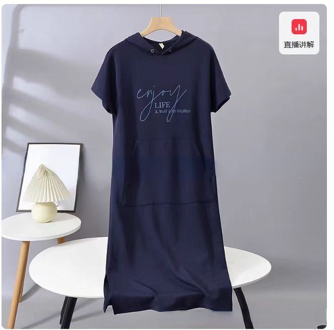 Damen Hoodie-Kleid mit praktischen Einschubtaschen und seitlichen Schlitzen WW