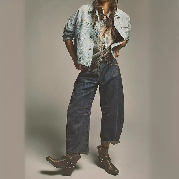 Damen Bequeme und lässige Jeans mit weitem Schnitt WW