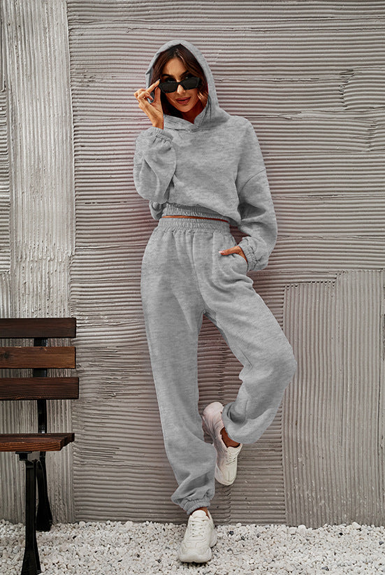 Damen bequeme Sweatpants mit Kapuze und Raffung WW