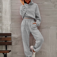 Damen bequeme Sweatpants mit Kapuze und Raffung WW